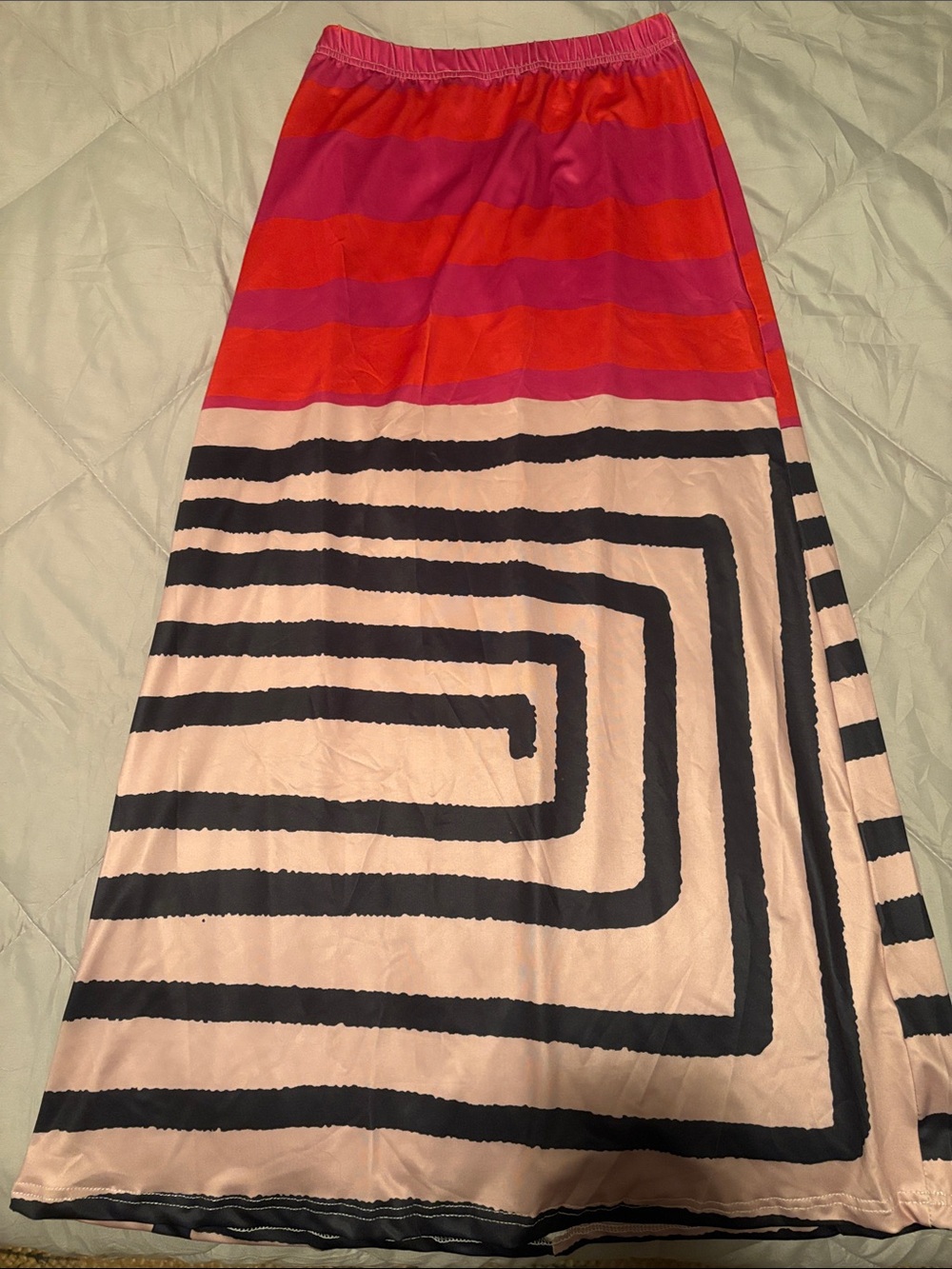 A Classy Chic Boutique Pink, Red & Black Striped Maxi Skirt